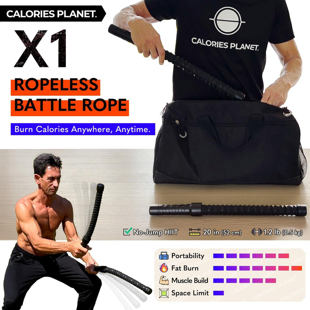 X1 Weighted Ropeless Battle Rope for Home Gym, Workout Exercise Rope for Strength Building, HIIT and Low-Impact Aerobic Training for Men & Women