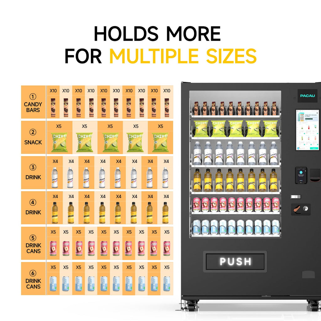 Smart Vending Machine, 36-Slot Refrigerated Snack and Beverage Vending Machine for Commercial Use, Automatic Drink and Snack Dispenser for Offices, Gyms, Convenience Stores