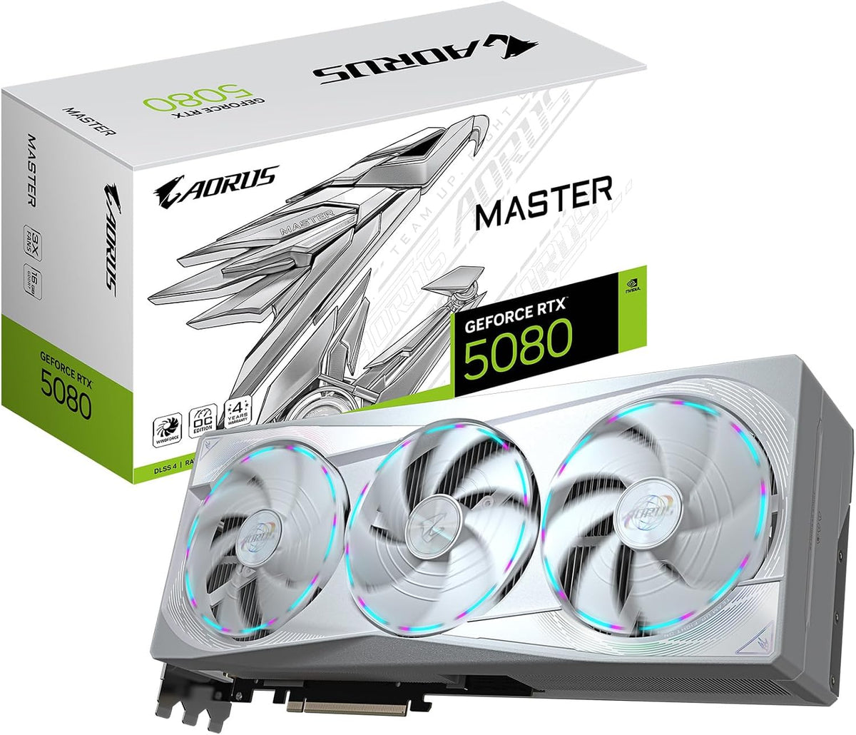 GIGABYTE AORUS GeForce RTX 5080 Master ICE 16G Graphics Card, WINDFORCE Cooling System, 16GB 256-bit GDDR7, GV-N5080AORUSM ICE-16GD Video Card