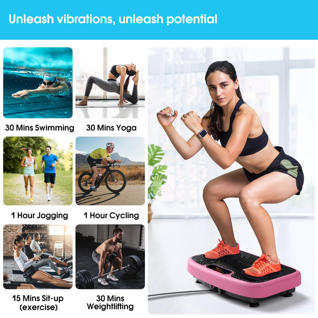 SoftGym Waver Vibration Plate Exercise Machine for Lymphatic Drainage Weight Loss,120 Speed Levels Vibrating Platform with Resistance Bands,Full-Body Workout Equipment for Muscle Toning