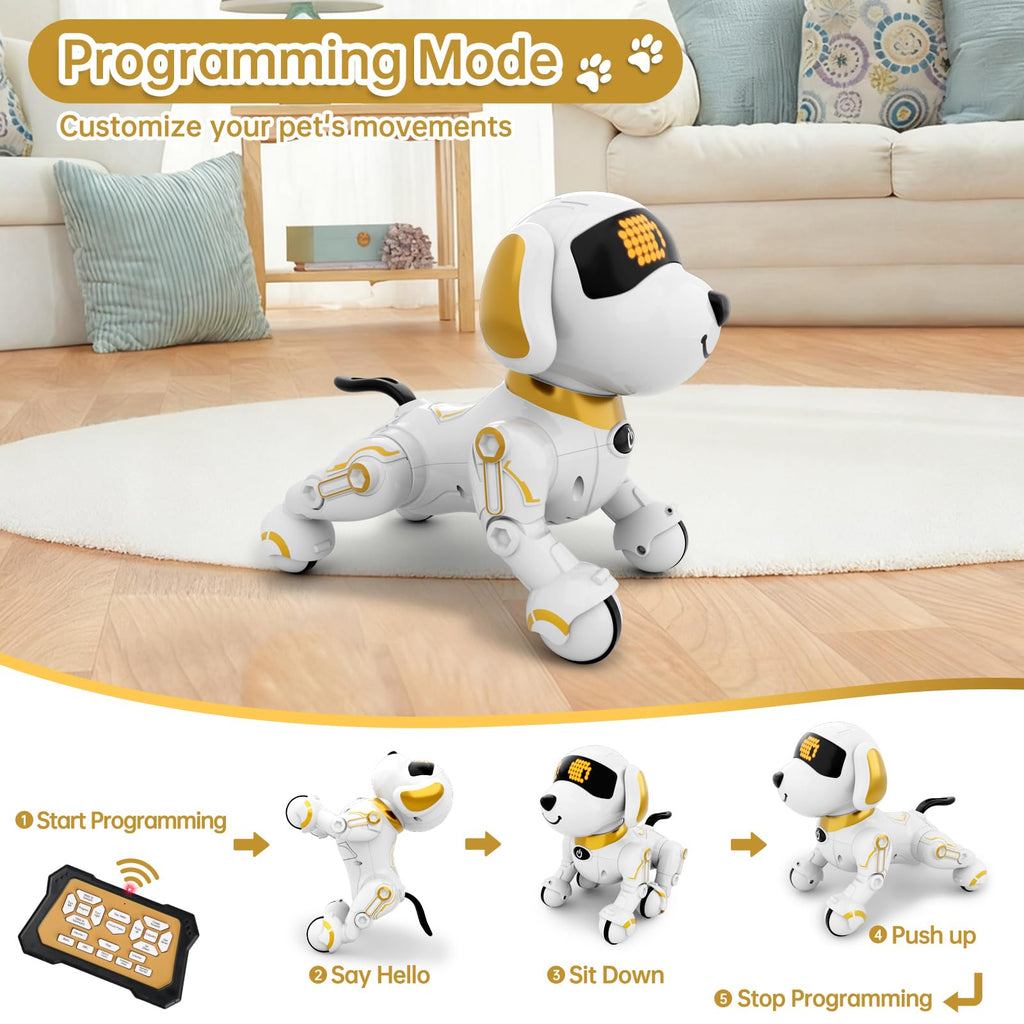 Dwi Dowellin Robot Dog for Kids 8-12,Remote Control Smart Robotic Dogs Pet Puppy Robotic Toy,Interactive Touch Walking Talking Toys for Boys Girls Christmas Birthday Gifts