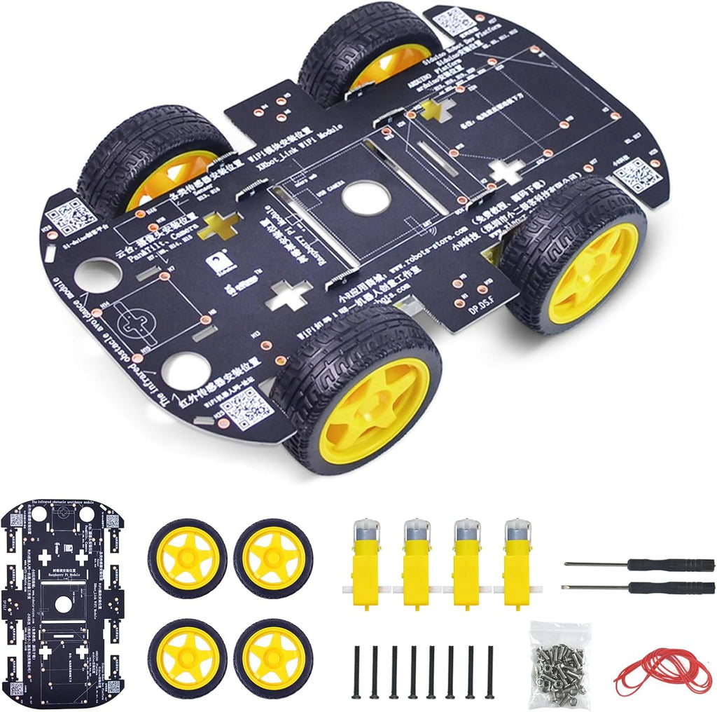 4WD Smart Robot Car Chassis Kit for Arduino Raspberry Pi DIY Programmable TT Motor, Robotics Educational Kit for Teens Adults Hobbyists Robot Chassis