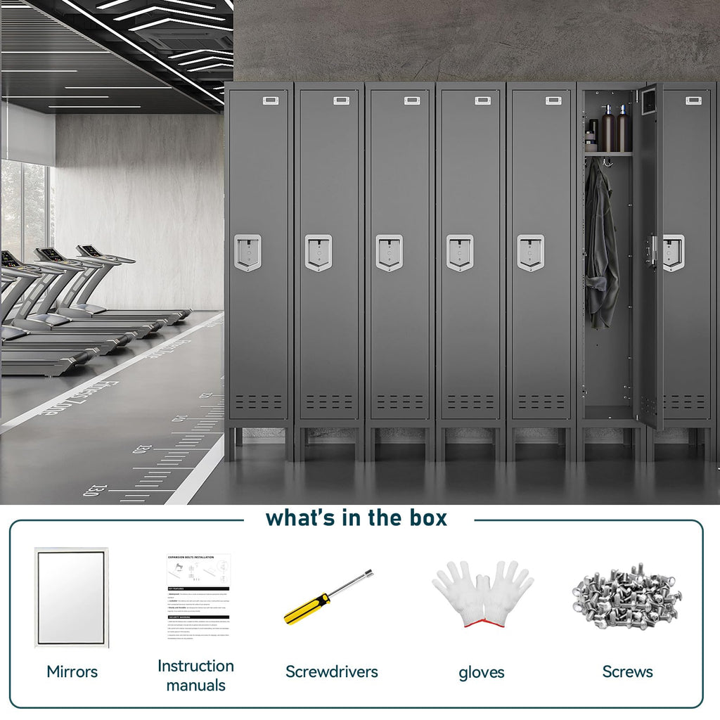 BUTISOW Metal Lockers - 66" Height Steel Lockers for Employees with 5 Door Storage Locker with Card Slot for Employees Gym School Home Office Garage - Assembly Required