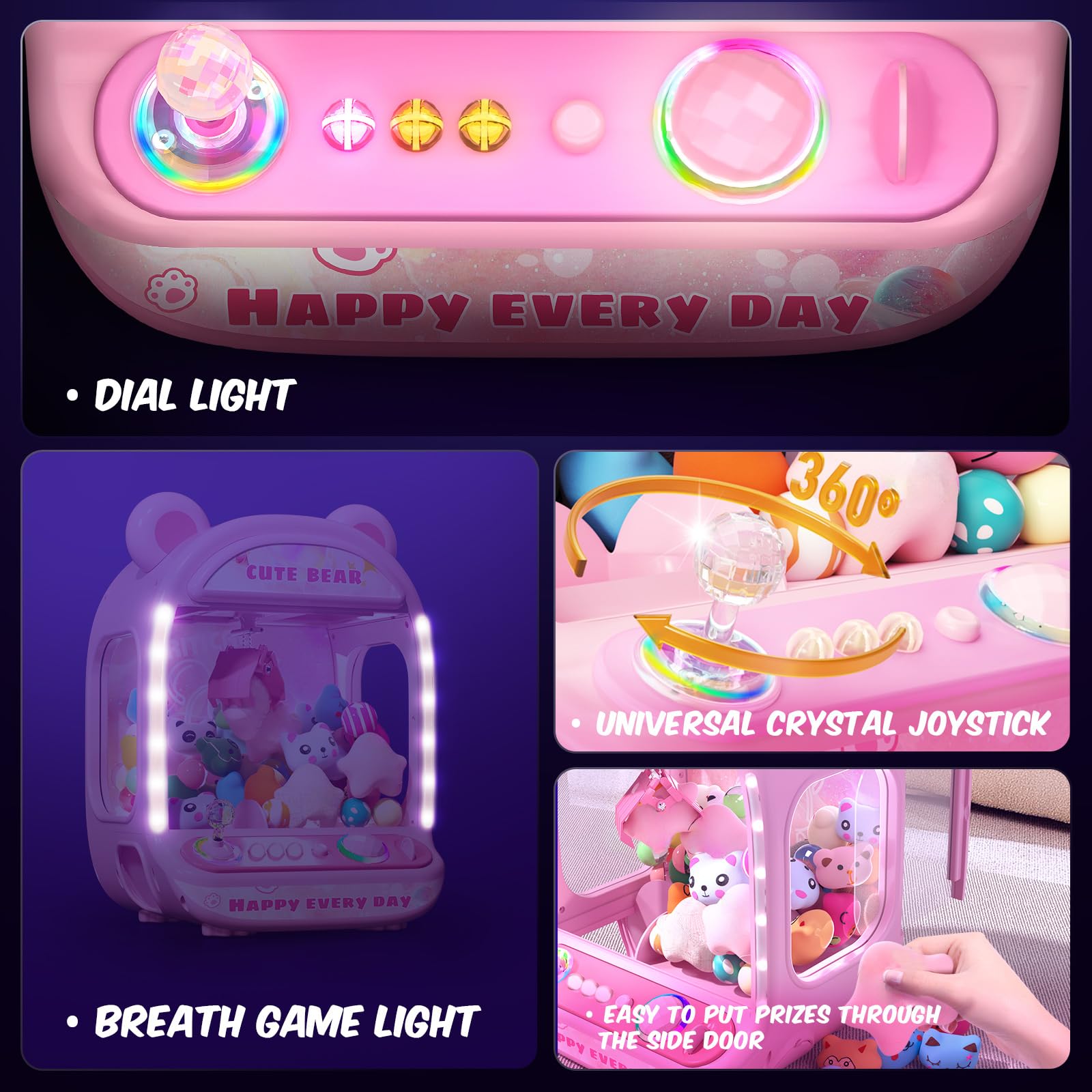 Skirfy Claws Machines for Kids,Unicorns Toys for Girls Age 6+,Mini Vending Machines with Squishyes Fidgets Toys,Candy Dispenser Machines,Claws Game, New Years Birthday Gifts