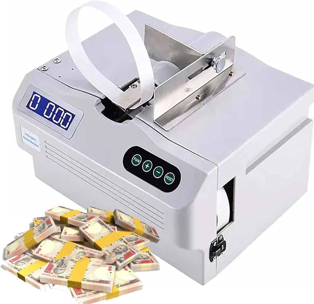 Fast Cash Wrapping Machine, Automatic Banknote Wrapping Machine, Desktop Banknote Wrapping Machine with LCD Display, for Finance and ATMs