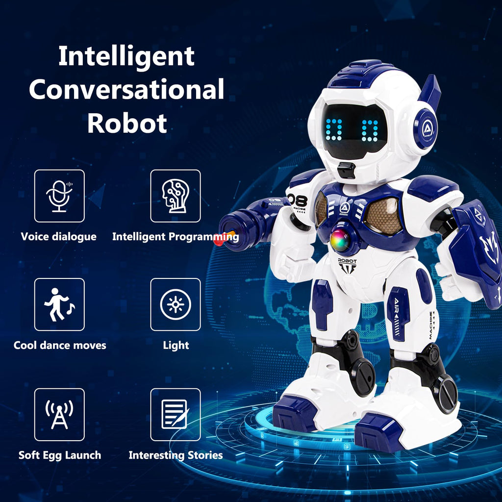 RC Robot Toys for Kids 3 4 5 6 7 8, Smart Programmable Robot with Gesture Sensing, Remote Control Robot for Boys Girls Age 3 4 5 6 7 8-12, Rechargeable