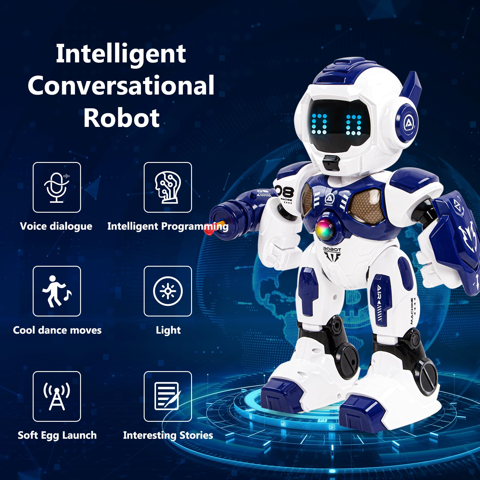 RC Robot Toys for Kids 3 4 5 6 7 8, Smart Programmable Robot with Gesture Sensing, Remote Control Robot for Boys Girls Age 3 4 5 6 7 8-12, Rechargeable