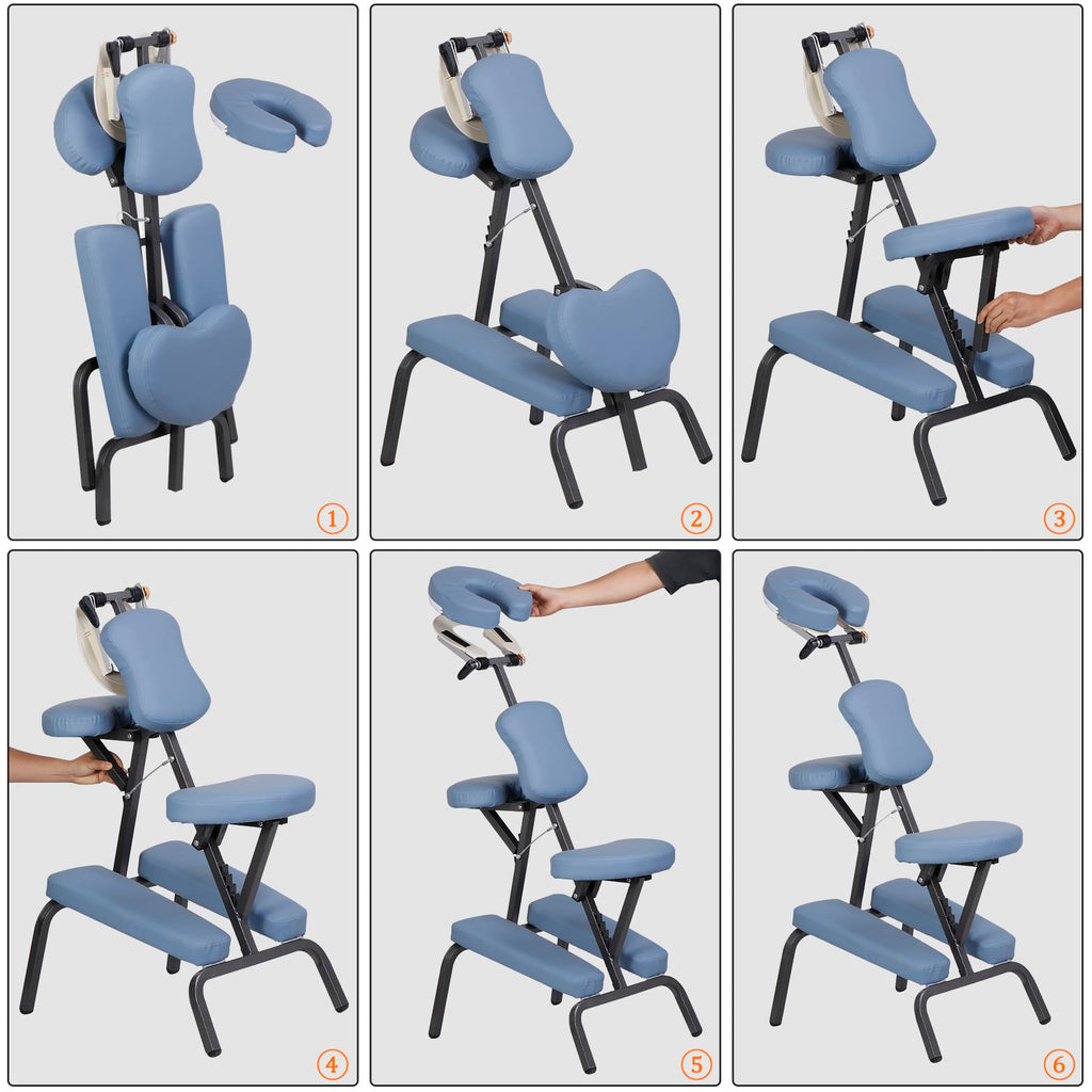 HomGarden Portable Massage Chair Foldable Salon Massage Chair with Adjustable Face Cradle High-Density Cushion Travel Tattoo Spa with Carrying Bag(Black)