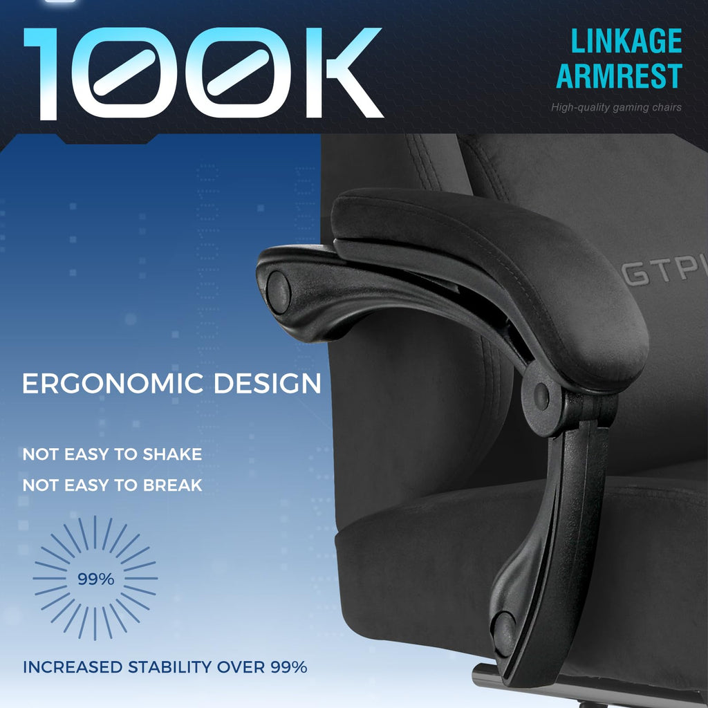 GTPLAYER Gaming Chair with Pocket Spring Cushion, Big and Tall Gamings Chairs 350LBS High Back Computer Chair with Footrest for Adults Lumbar Support Swivel Game Chair for Office,Leather Black-Massage