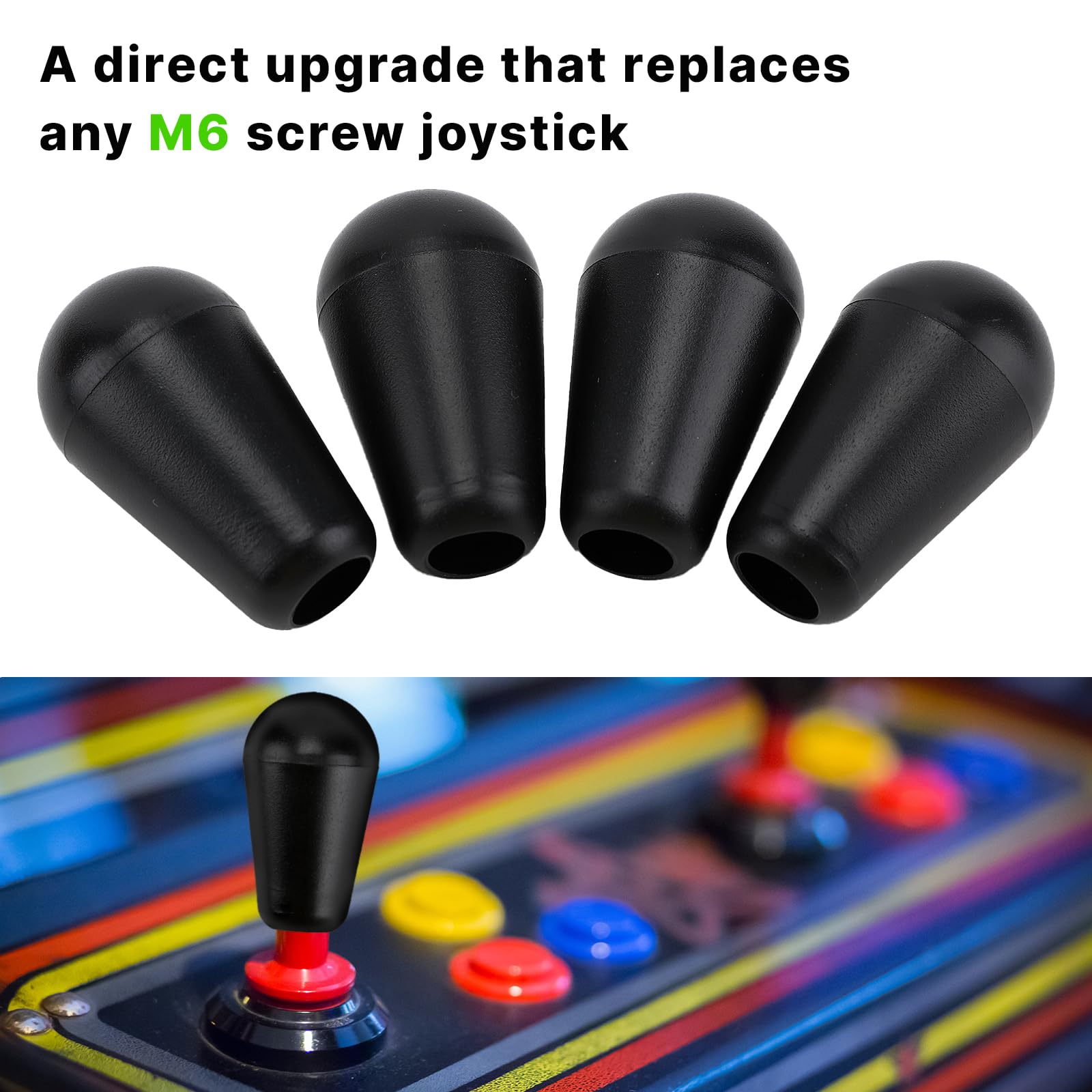 Gallipower 4Pcs Joystick Head,Arcade Joystick Ball Top Handle Rocker Round Head,Arcade Kit DIY Replacement Parts(Blue,Green,Red,Yellow)