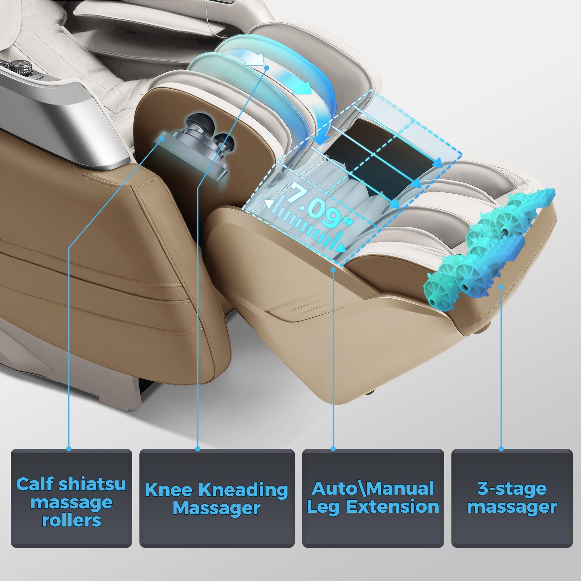 iBooMas True 4D Massage Chair, Deep Tissue Full Body Massage Chair with Adjustable 4D Pressure, AI Body Scan, 55" SL Track, Zero Gravity Recliner, Powered Leg Extension, 3-Level Heat, Black
