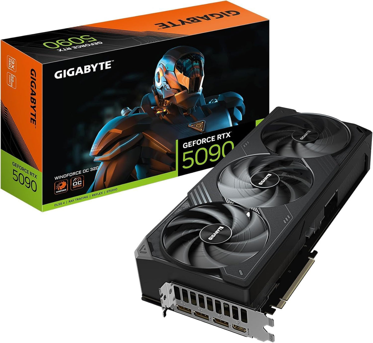 GIGABYTE Windforce GeForce RTX 5090 OC 32GB GDDR7 Graphic Card GPU GV-N5090WF3OC (Blackwell Architecture and DLSS, 3 Fans, Reinforced Structure, Server-Grade Thermal Conductive Gel) with HDMI Cable.