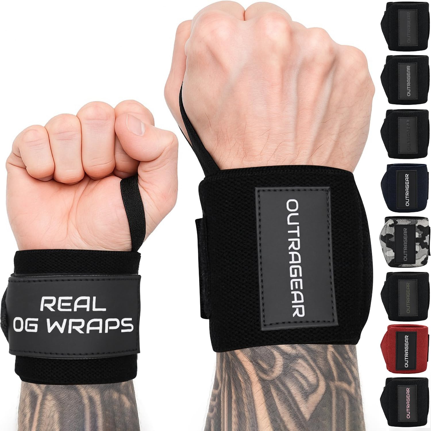18" OG-Grade Wrist Wraps for Weightlifting – Heavy Duty Wrist Support with Thumb Loop & Lockdown Strap – Wrist Straps for Powerlifting, Bench Press & Gym Training