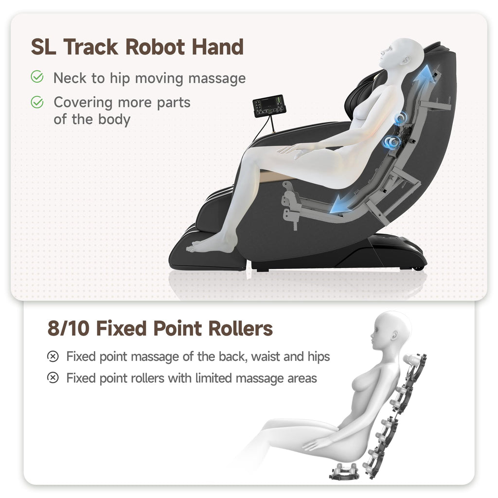 Real Relax 2026 Upgraded 2D SL-Track Massage Chair,Recliner Full Body Zero Gravity with 8 Auto Modes and Upgraded LCD Screen,Added Voice Broadcast,Headrest Cushion,Child Lock and Pause Button,Black