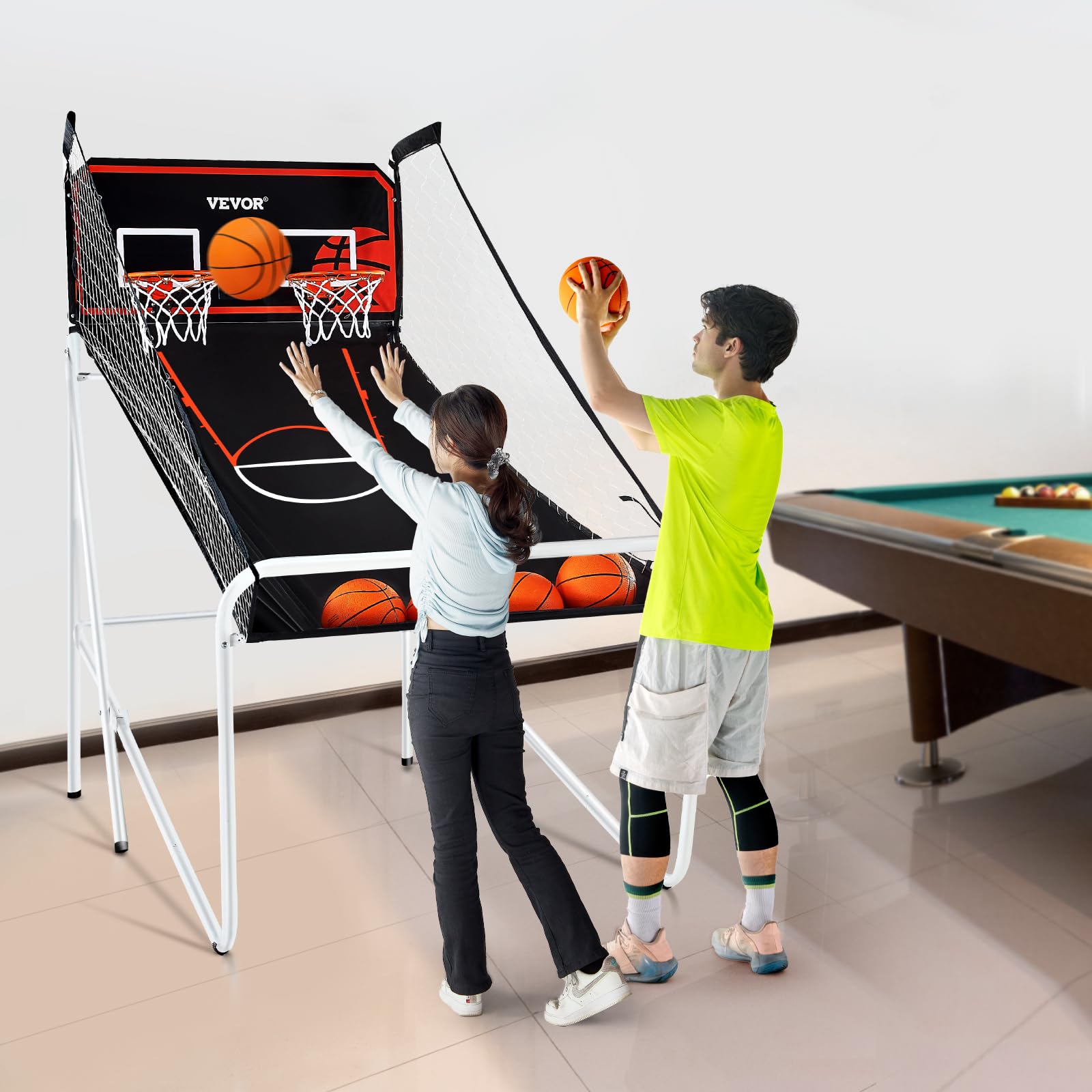 VEVOR Basketball Arcade Game Indoor, 2 Player Indoor Basketball Game, Home Dual Sport with 8 Game Modes, Electronic Scoreboard, and Inflation Pump,Adults