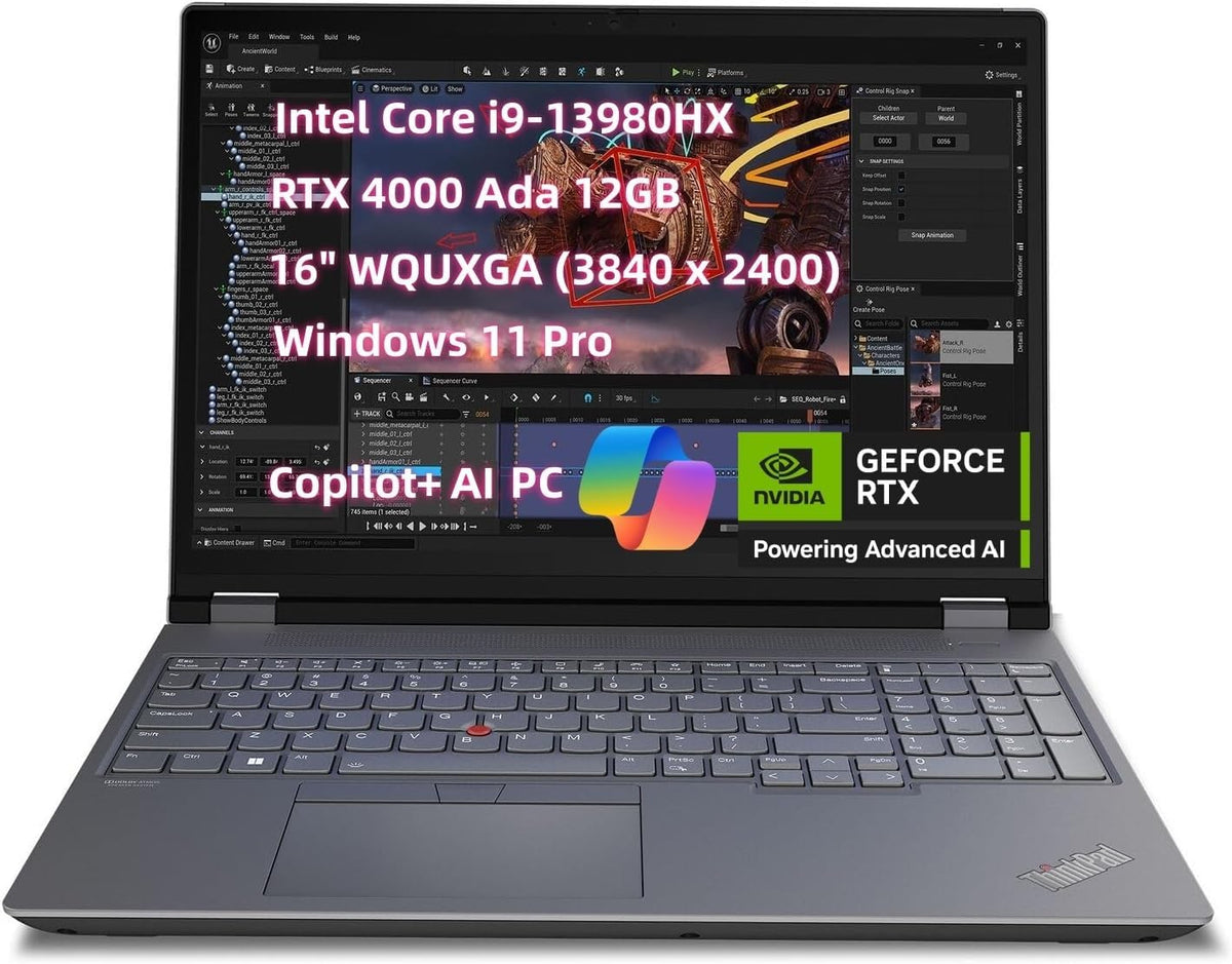 NewLenovo ThinkPad P16 Gen 2 Mobile Workstation (16" WQUXGA 4K+ (3840 x 2400) Inte.l Core i9-13980HX 24 Core, 64GB RAM 2TB SSD, RTX 4000 Ada 12GB) Laptop for Engineer Designer Architect, Win 11 Pro
