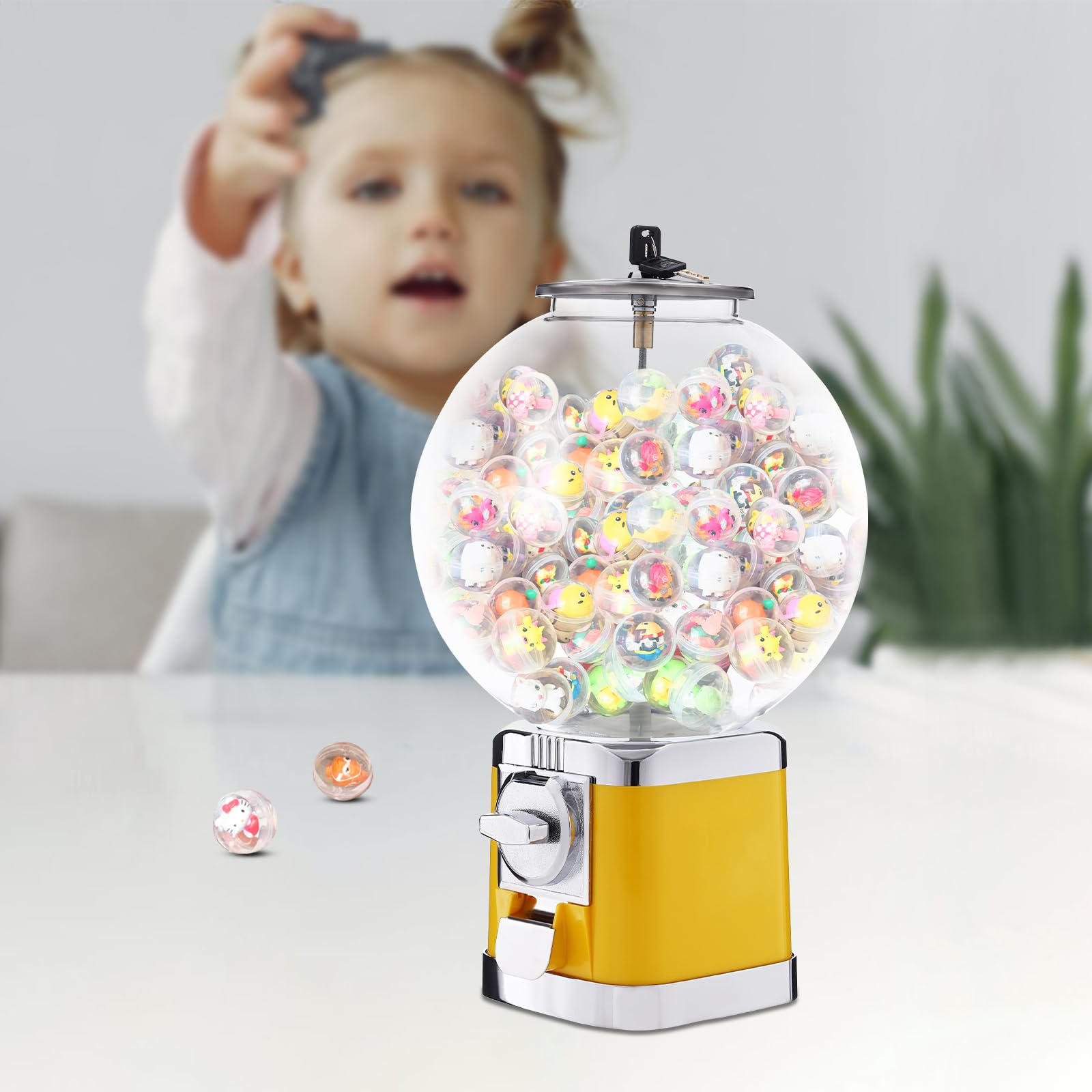 1.26in Candy Gumball Vending Machine, Large Capacity 500 Balls Capsule Toy Vending Device, Lockable Anti-Theft Design, 11.02LBS Load Capacity for Mall Amusement Use
