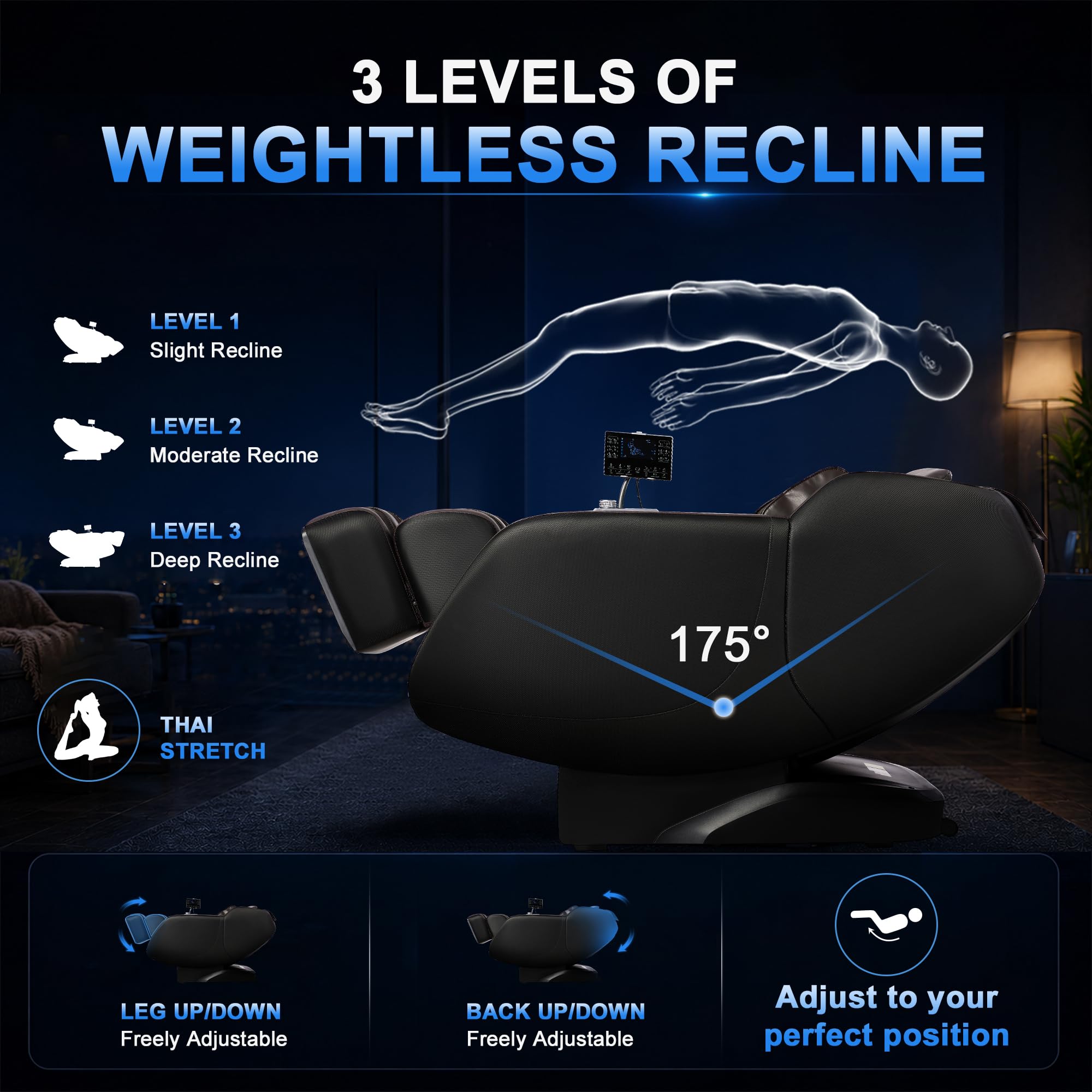 iBooMas 2026 Massage Chair Full Body, 5 Heating Zones for Daily Pain Relief, Zero Gravity 54'' SL-Track, Body Scan, 18 Auto & Manual Modes, Foot Roller, Thai Stretch, Airbags (Black & Brown)