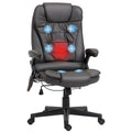 HOMCOM High Back Vibration Massage Office Chair with 6 Vibration Points, Heated Reclining PU Leather Computer Chair with Armrest and Remote, Brown
