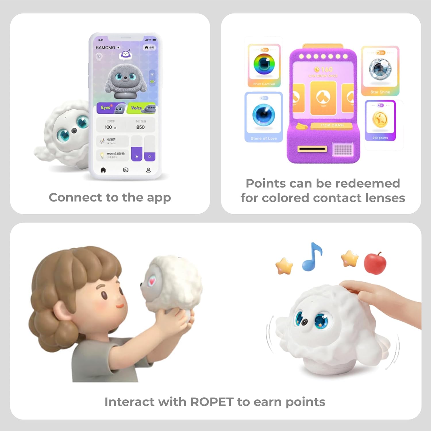 KAMOMO Companion Interactive Robot Pet, Emotional Support for Kids and Adults, AI Desk Robots, Anxiety Relief Comfort Gift
