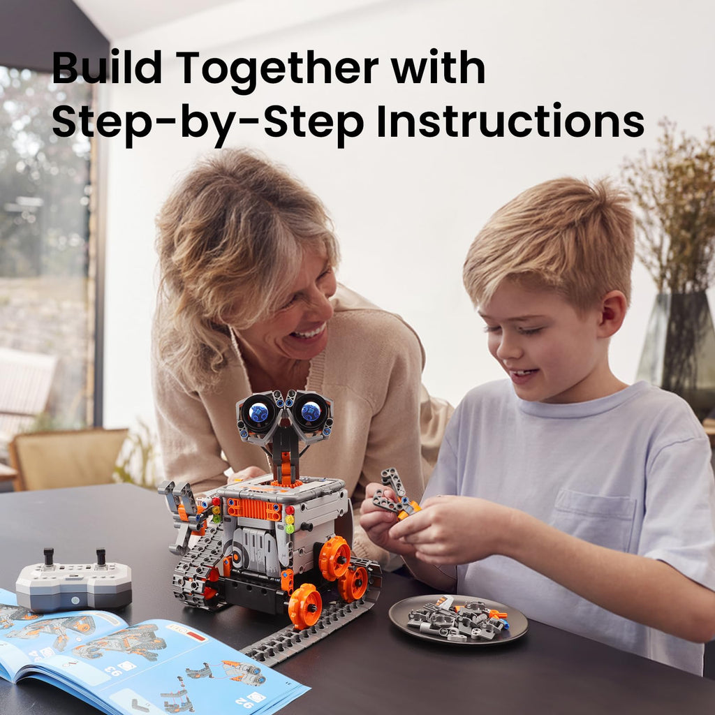 Sillbird Robot Building Kit with Remote Control STEM Gifts for Boys Age 8-13, Coding Robotic Toys for Kids Birthday, Buildable 5in1 Models with 488 Pieces