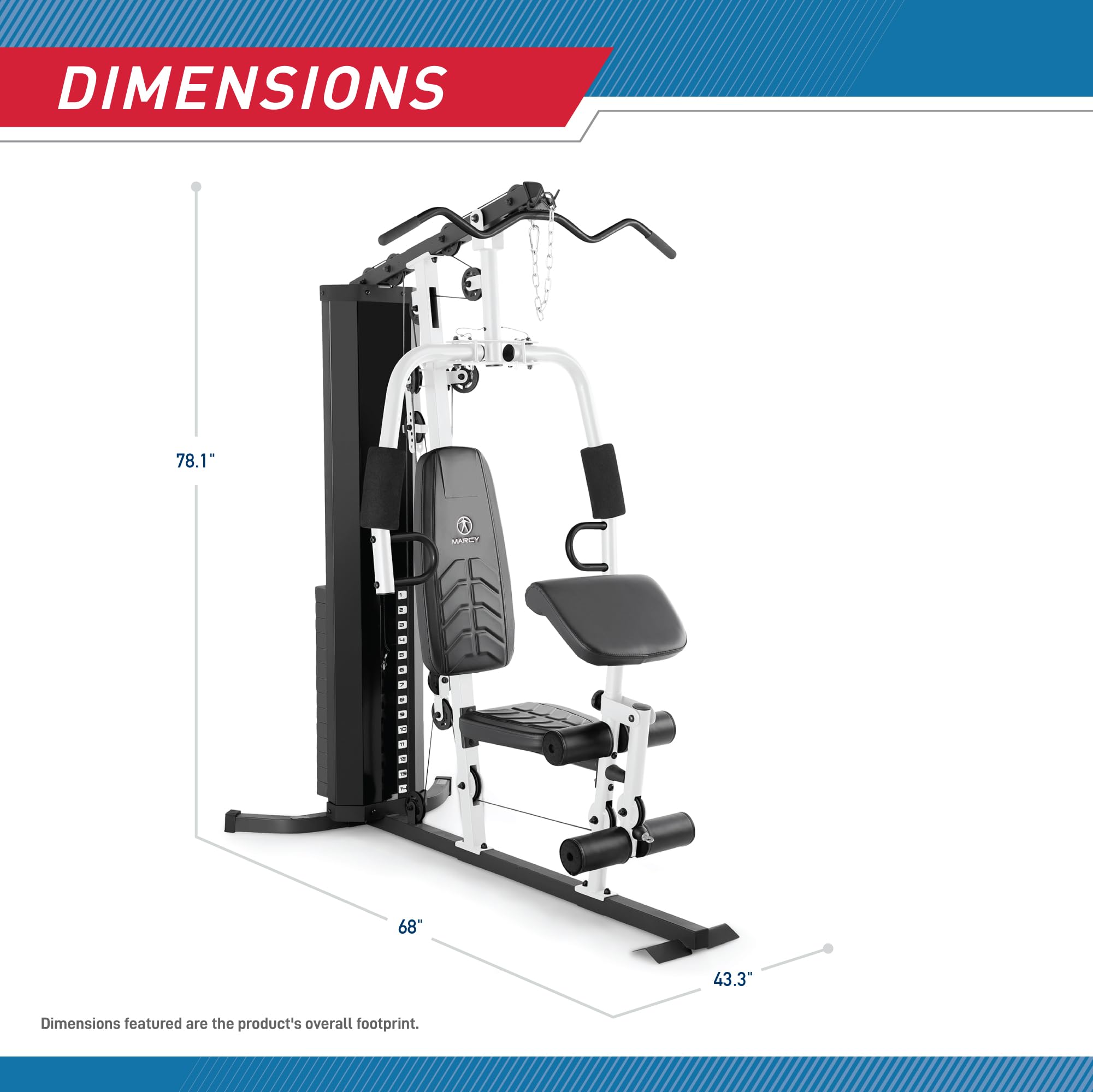 Marcy 150lb. Stack Home Gym with Pulley, Arm, and Leg Developer Multifunctional Workout Station for Weightlifting and Bodybuilding