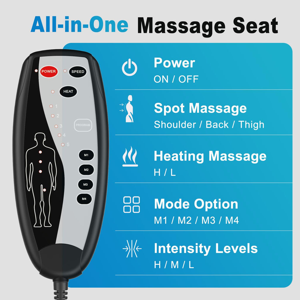 Back Massager with Heat, Full Body Massage Pad with Pillow Neck Support, Soft Plush Fabric Cover, Chair Massager with 3D Lumbar Truction and 8 Vibration Motors, Home Office Use