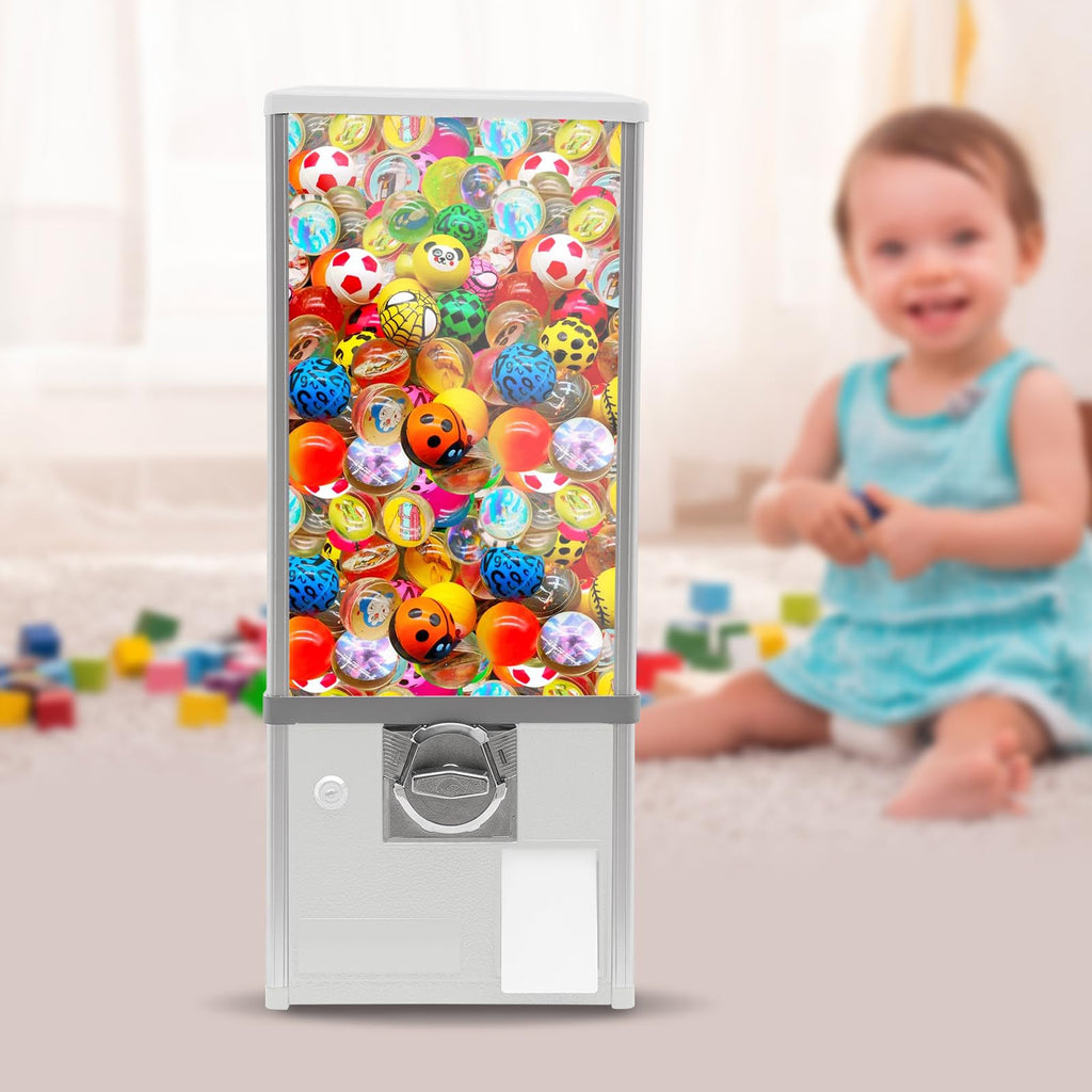 Commercial Candy Vending Machine, 4-Quarter Operated Toy Dispenser with Key Lock, 250-Capacity Capsule Vendor for Arcades Stores, 1.77-1.97in Toys (Black)