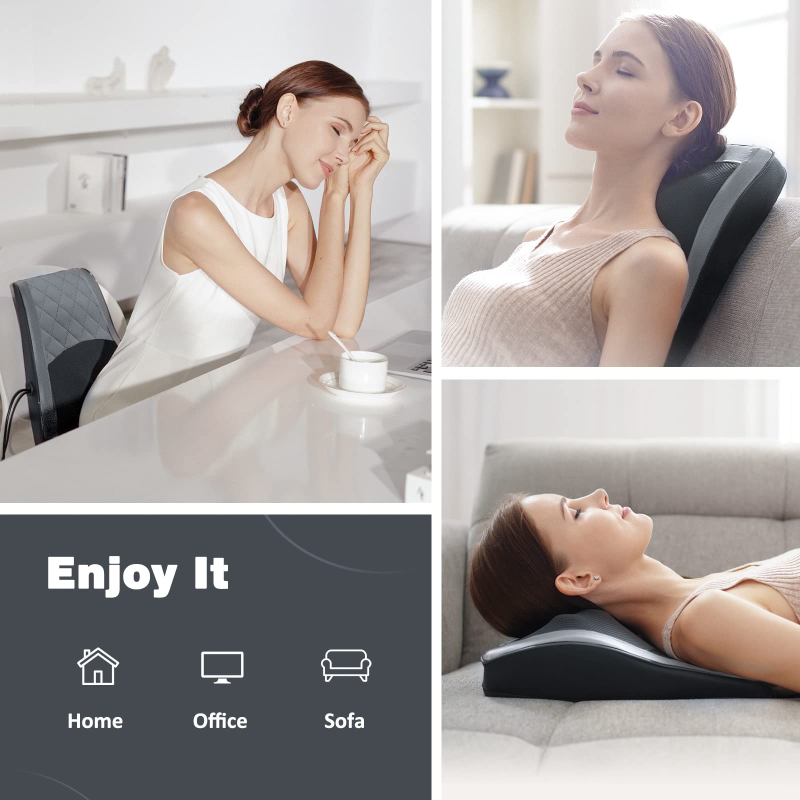 Boriwat Back Massager with Heat, 3D Kneading Massage Pillow for Back, Neck, Shoulder, Leg Pain Relief Deep Tissue, Gifts for Women Men Mom Dad