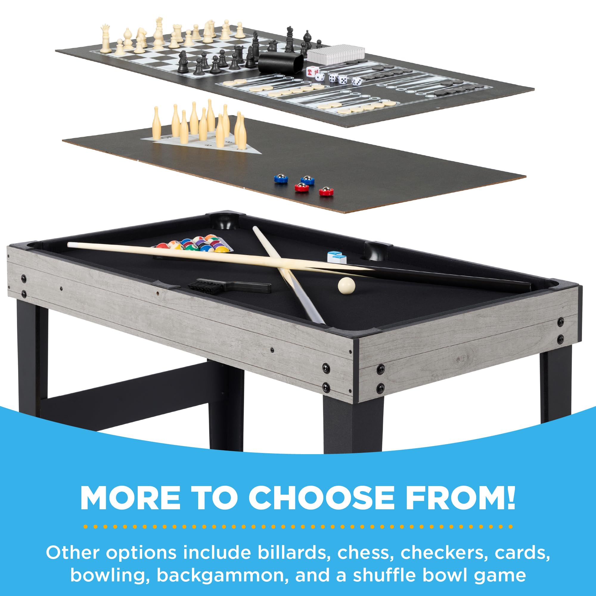 Best Choice Products 2x4ft Combo Game Table Set for Home, Game Room, Friends & Family w/Hockey, Foosball, Pool, Shuffleboard, Ping Pong, Chess, Checkers, Bowling, and Backgammon