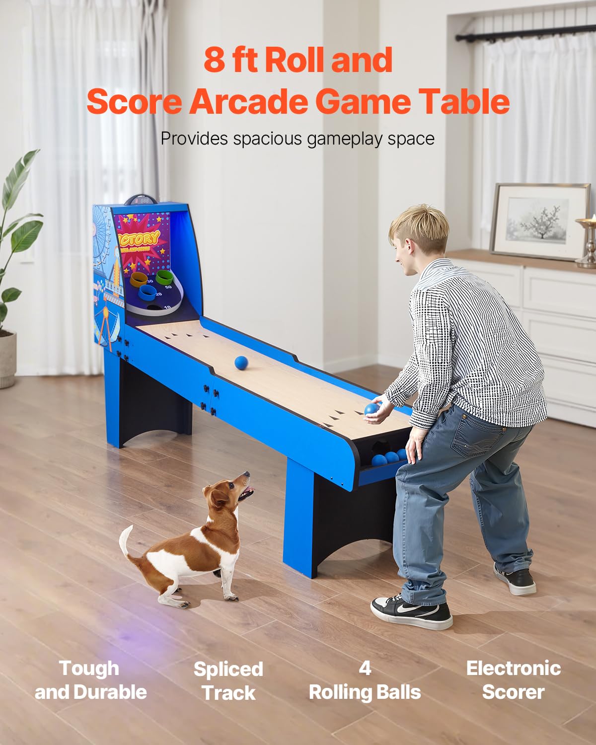 VEVOR Roll and Score Classic Arcade GameTable, Sky Ball Table Machine, LED ElectronicScorer & Track Lighting, Sound, Automatic BallReturn, Home Recreation Game Room