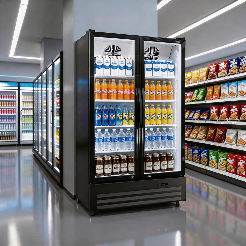 ROVSUN 8 Cu.Ft Commercial Refrigerator Display Refrigerator ETL NSF Certified, Slim Commercial Beverage Cooler Glass Door Merchandiser Drink Fridge w/Adjustable Shelves LED Light for Bar Restaurant