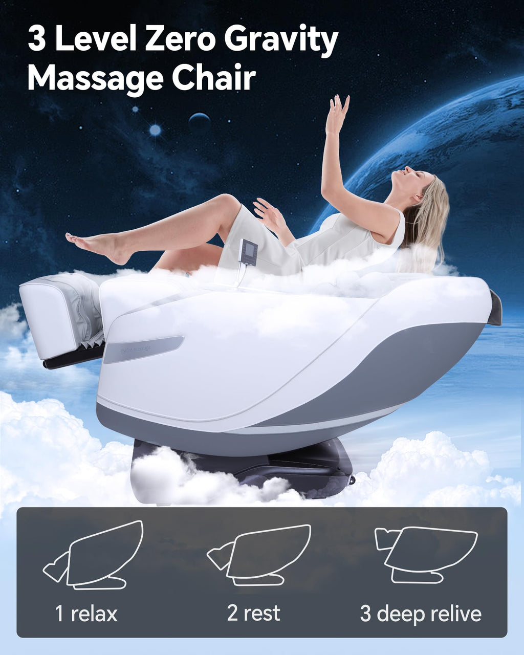 Massage Chair Full Body Zero Gravity, 3D ‌SL-Track Shiatsu Massage with Unique Rocking Sleep Mode, Upgraded Calf & Knee Massage (+11cm) for Tall People, Wireless Charging &Touch Screen,Black