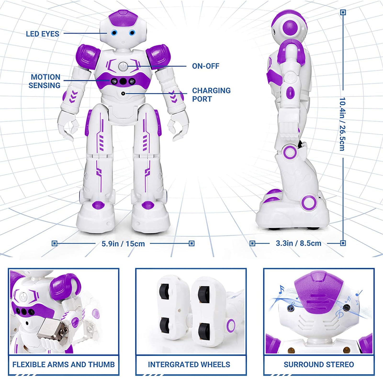 KingsDragon RC Robot Toys for Kids, Gesture & Sensing Programmable Remote Control Smart Robot for Age 3 4 5 6 7 8 Year Old Boys Girls Birthday Gift Present