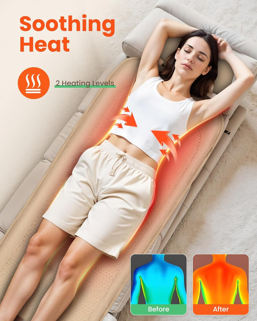 Heycool Massage Mat Full Body, Back Massager with Heat and Vibration, Massage Chair Pad, 10 Vibration Motors, 2 Heating Levels, Foldable, Gifts for Women, Men