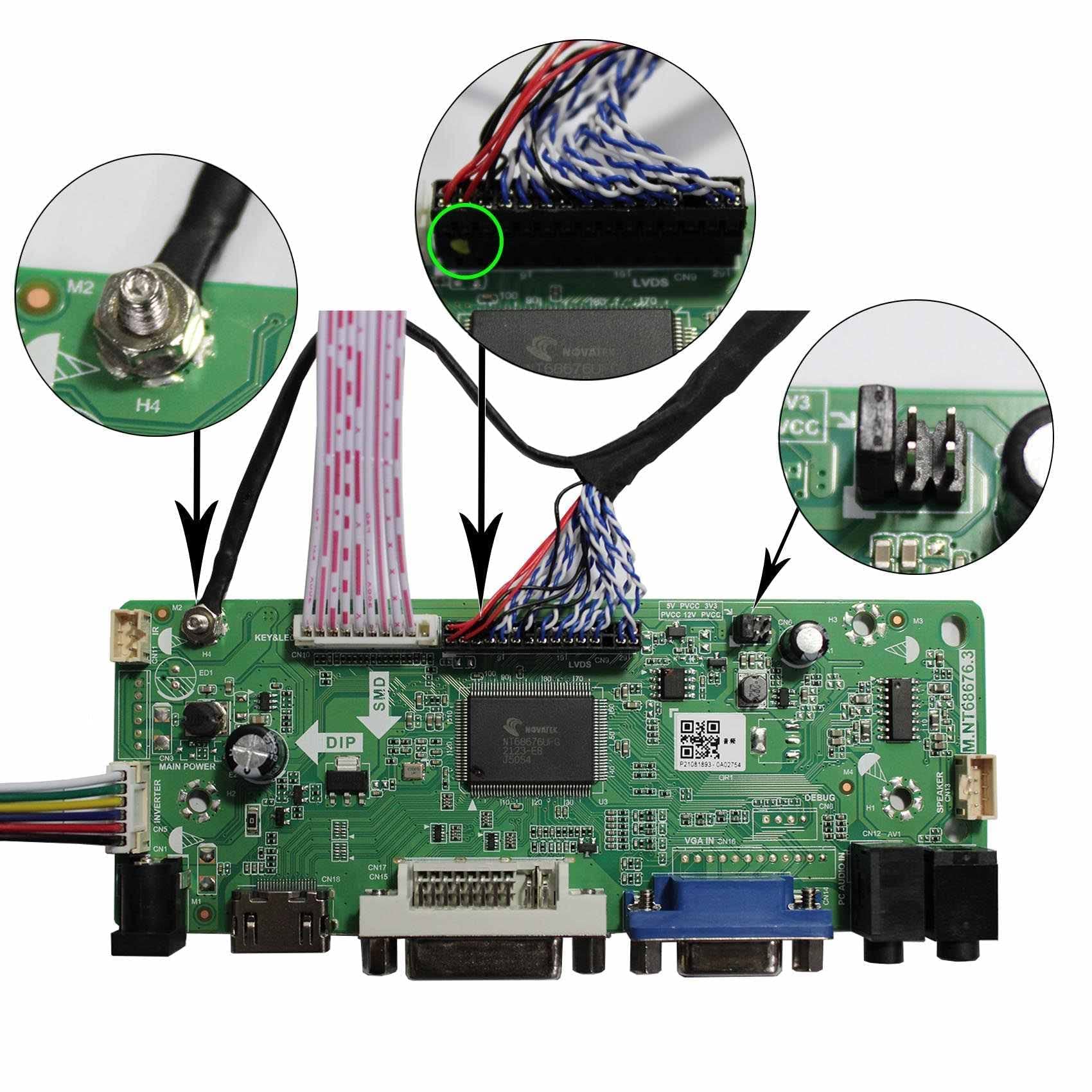 VSDISPLAY DVI VGA Audio LCD Controller Board Fit for 17 inch 4:3 1280X960 DV170YGZ-N10 DV170YGM-N10