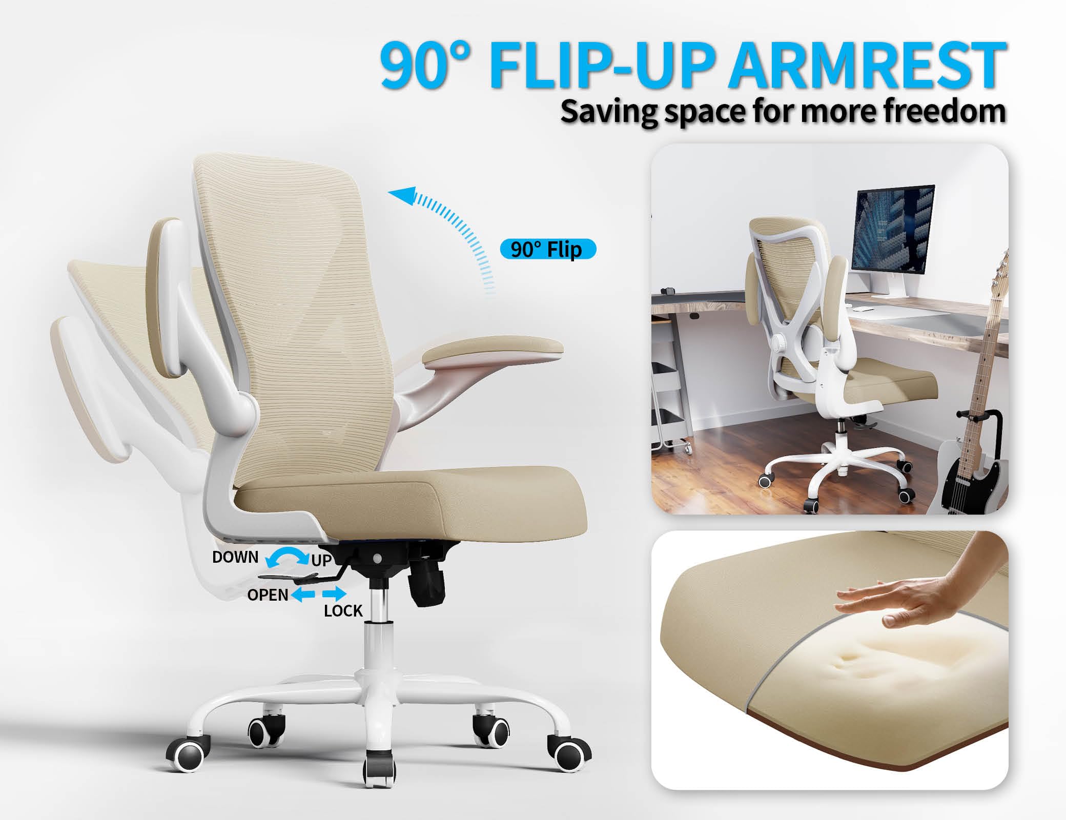 Ergalithic Ergonomic Office Chair - X-Shaped Computer Desk Chairs Comfy, Mesh High-Back Gaming Chair with Adjustable Lumbar Support, Executive Task Chair for Adults, Comfortable for Long Hours