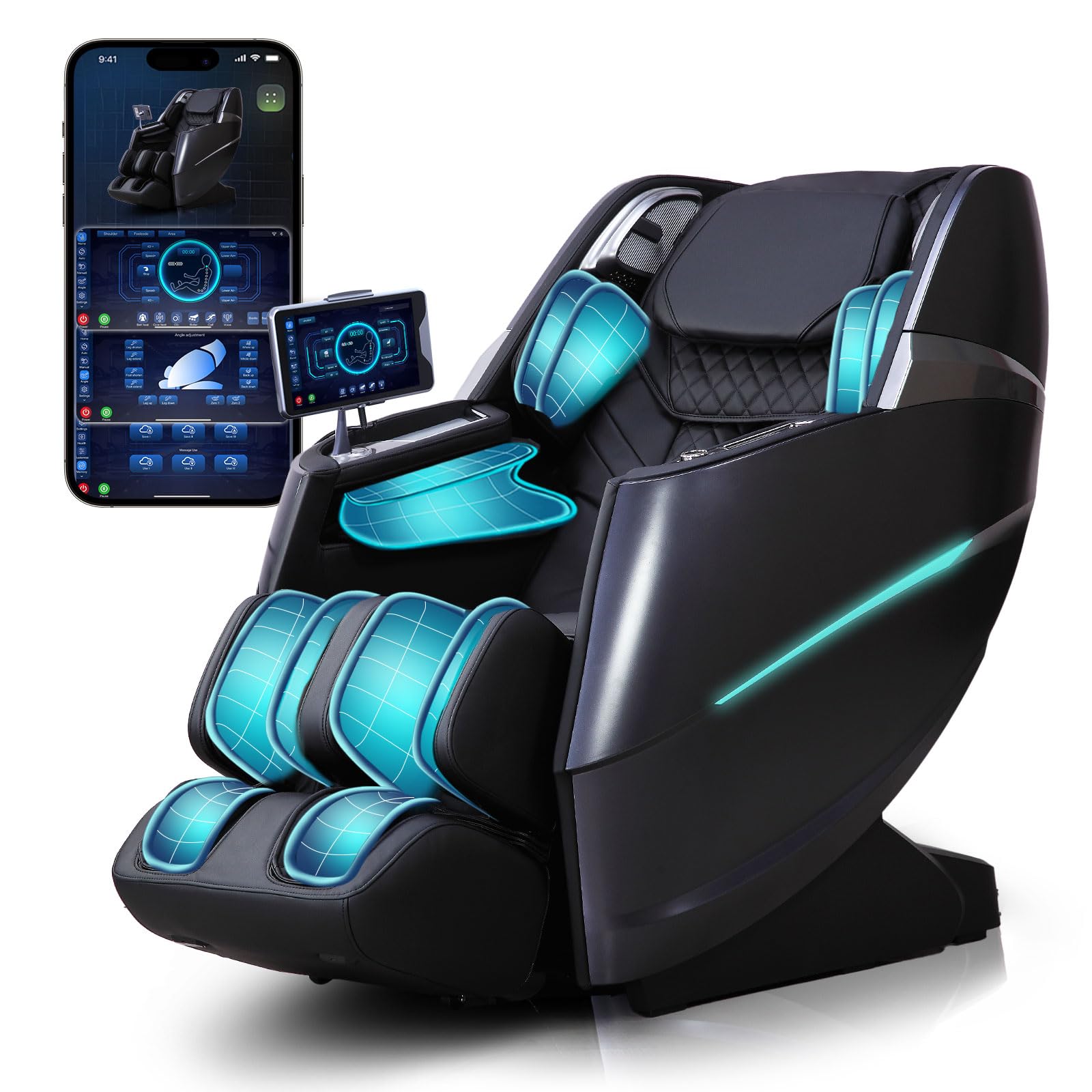 4D Full Body Massage Chair with Flexible 166° Track, Reading Light, 18 Massage Modes, 11 Techniques, 36 Airbags, Zero Gravity Recliner with Yoga Stretch and Foot Massage Beige