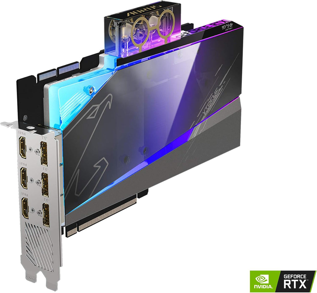 GIGABYTE AORUS GeForce RTX 3090 Xtreme WATERFORCE WB 24G Graphics Card, WATERFORCE Water Block Cooling System, 24GB 384-bit GDDR6X, GV-N3090AORUSX WB-24GD Video Card