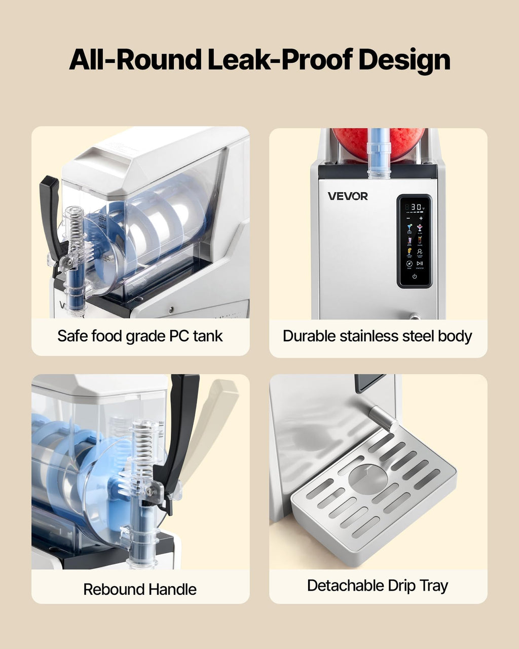 VEVOR Slushie Machine, 6L/1.6Gal Commercial Slushy Maker, Frozen Drink Maker with Self-Cleaning, Margarita Machine for Restaurants Bars Party for Slushie, Margaritas, Milkshake & More