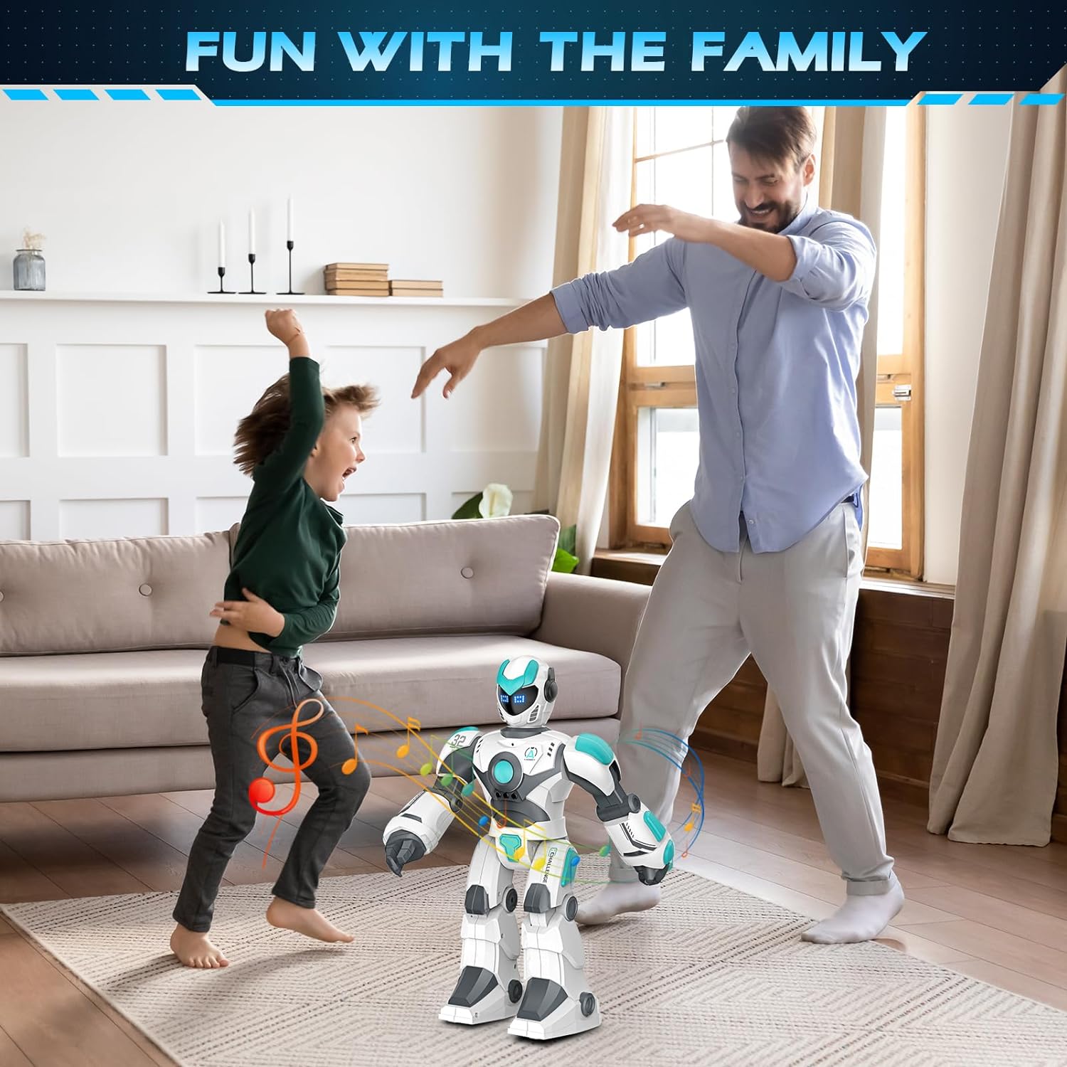VATOS Remote Control Robot for Kids Extra Large, 15.4" Programmable RC Robot Toy with Sing Dance, Gesture Sensing & Voice Control Rechargeable Smart Toy for Boys Girls Toddler 3 4 5 6 8+