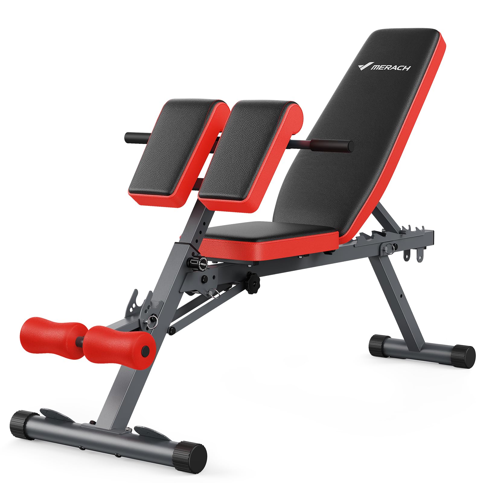 MERACH Roman Chair Back Extension, Adjustable Weight Bench, Home Gym Sit Up Bench for Glutes & Ab Workouts, Back Extension Machine, Hyperextension Roman Chair for Lower Back Pain Relief