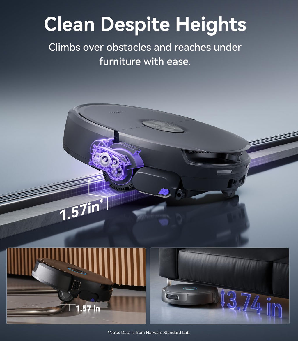 NARWAL Flow 2 Robot Vacuum and Mop Combo, 31,000Pa Suction, FlowWash Self-Cleaning Mop, AI Object Recognition, Self-Emptying & Refilling, 212℉ Hot Water Mop Washing & Drying, Tangle-Free Design