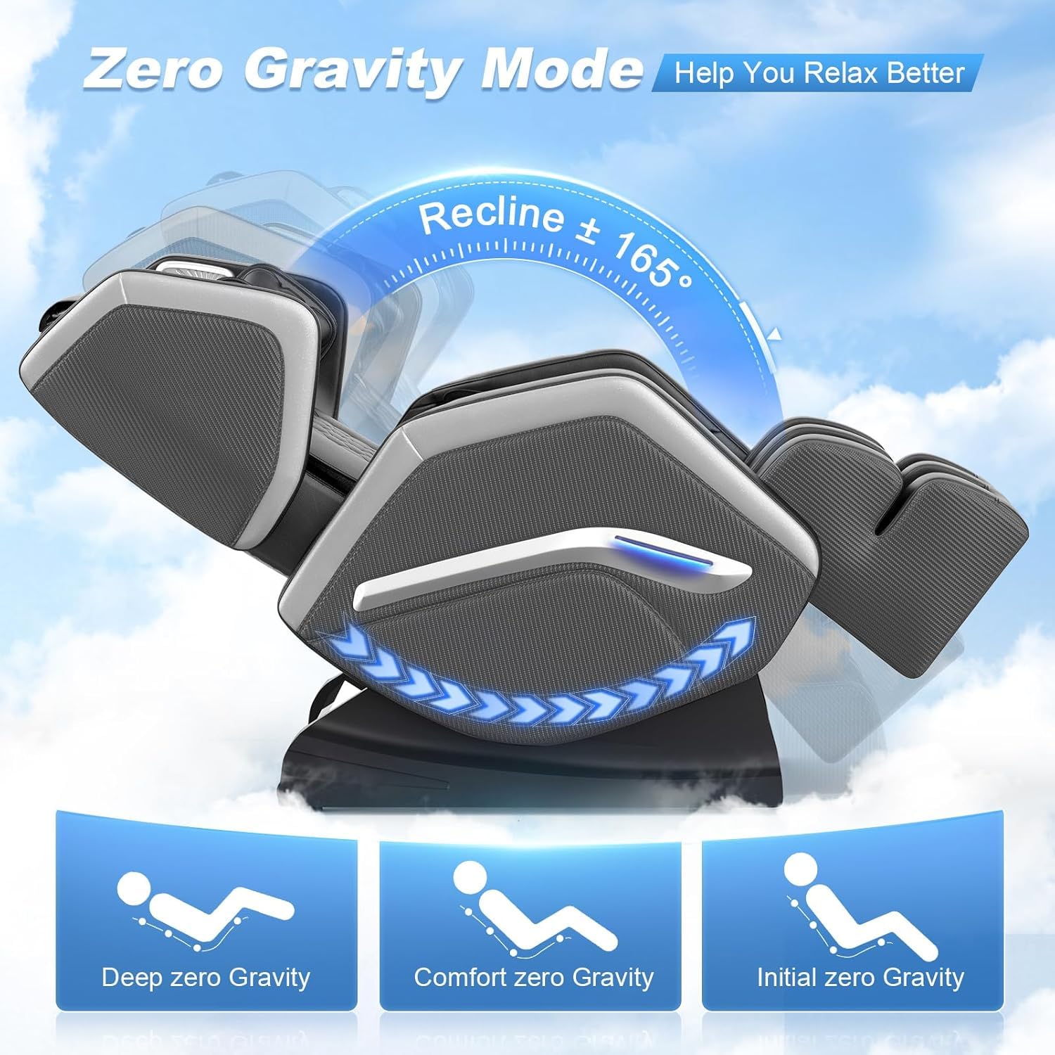 Massage Chair Full Body, Zero Gravity Massage Chair 2026 for Back Fatigue with 10 Fixed Rollers, Heating, Airbags, Phone Controller, Nightlights, Bluetooth Speaker for Living Room, Bedroom