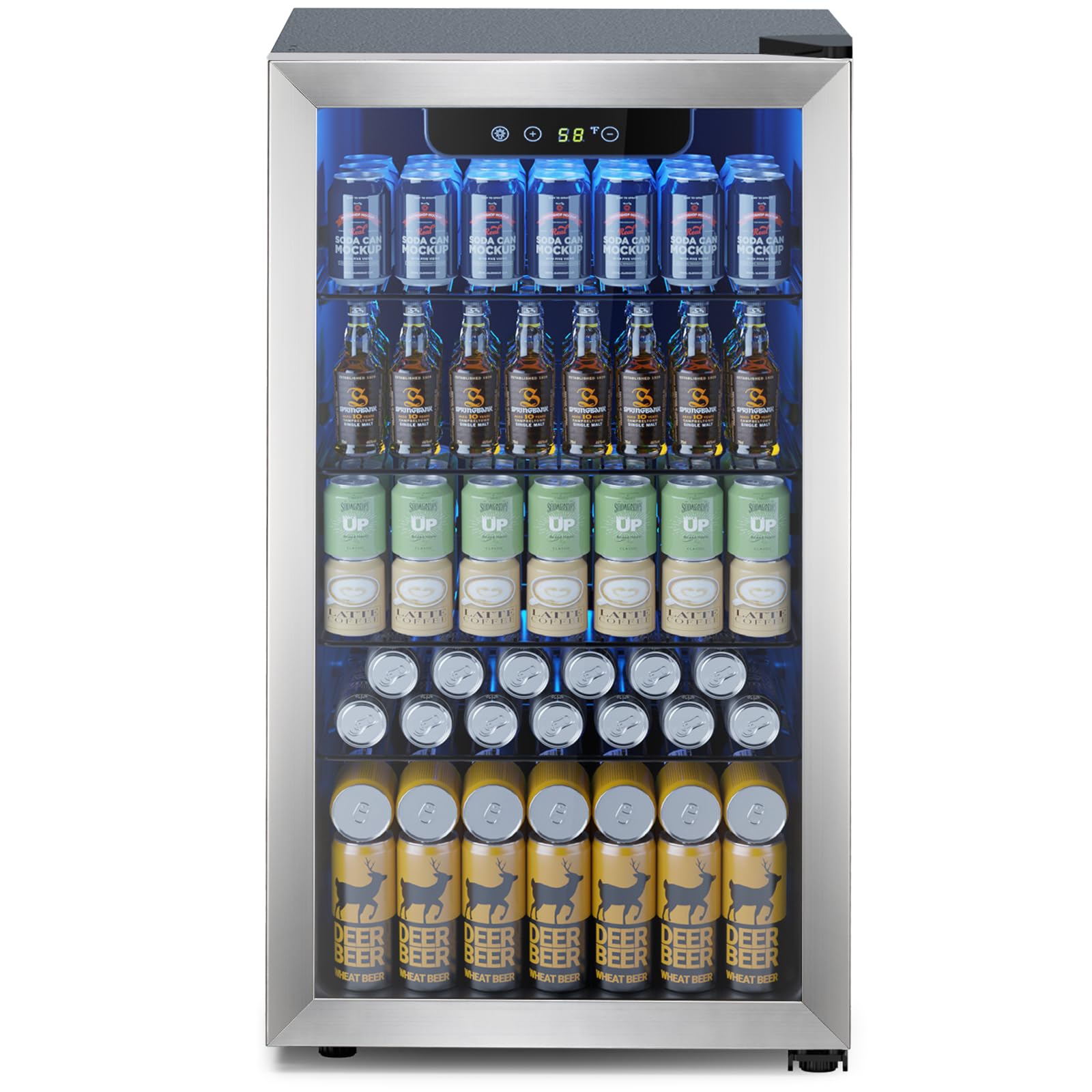 Electactic 50 Cans Beverage Refrigerator Cooler, 1.3 Cu.ft Mini Fridge Countertop Drink Cooler with Glass Door for Beer, Soda,Wine, Adjustable Digital Temperature Control for Home Dorm Bar, Black