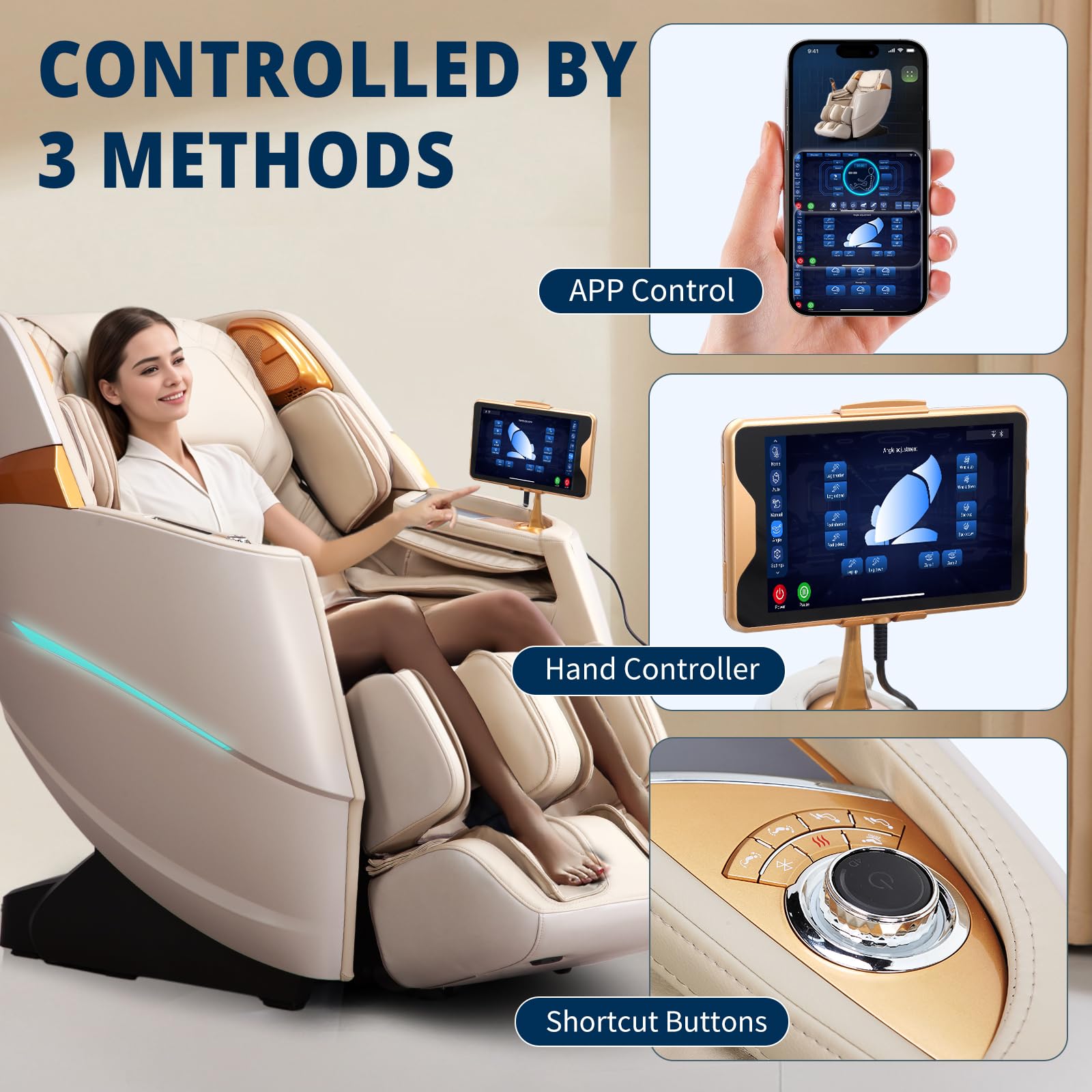 HealthRelife 4D Massage Chair Full Body Zero Gravity Recliner - 55“ SL-Track,20 Auto Modes,11 Massage Technique,40 Airbags Massage,with Yoga Stretch,APP Control,Negative Oxygen lons（Grey）
