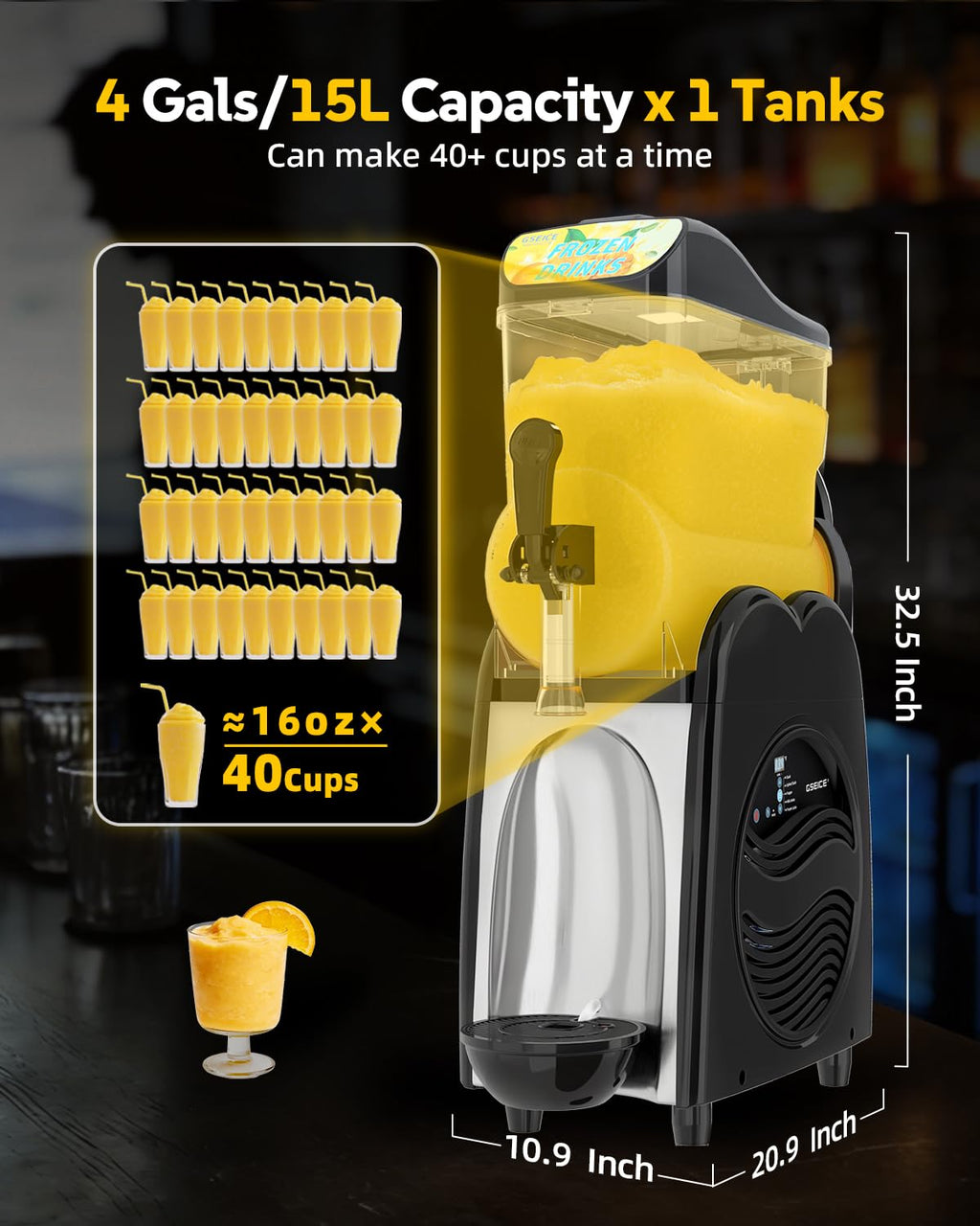 30L Commercial Slushie Machine, 2 Tank Margarita Machine, 80 Grande Cups Slushy Machine with Auto Clean, 8 Gal LED Frozen Drink Machine for Business, Mobile Bar, Party, Restaurant, 800W Fast Cooling