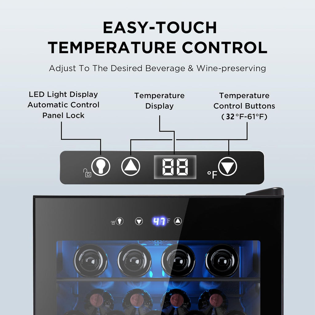 Electactic 50 Cans Beverage Refrigerator Cooler, 1.3 Cu.ft Mini Fridge Countertop Drink Cooler with Glass Door for Beer, Soda,Wine, Adjustable Digital Temperature Control for Home Dorm Bar, Black