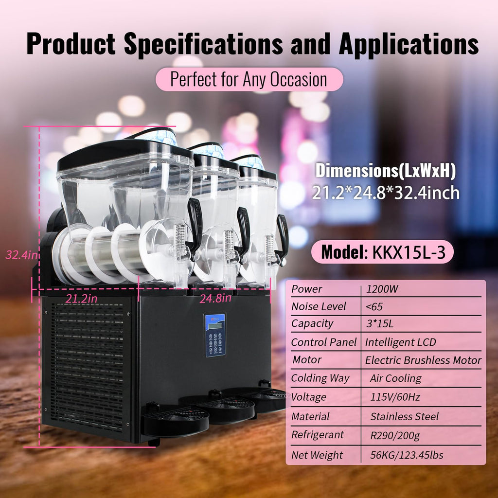 12 Gal Slushie Machine Commercial, 2 Modes 1200W 45L, Margarita Machine Slushie Maker, Stainless Steel for Home Restaurant Bar 115V 60Hz