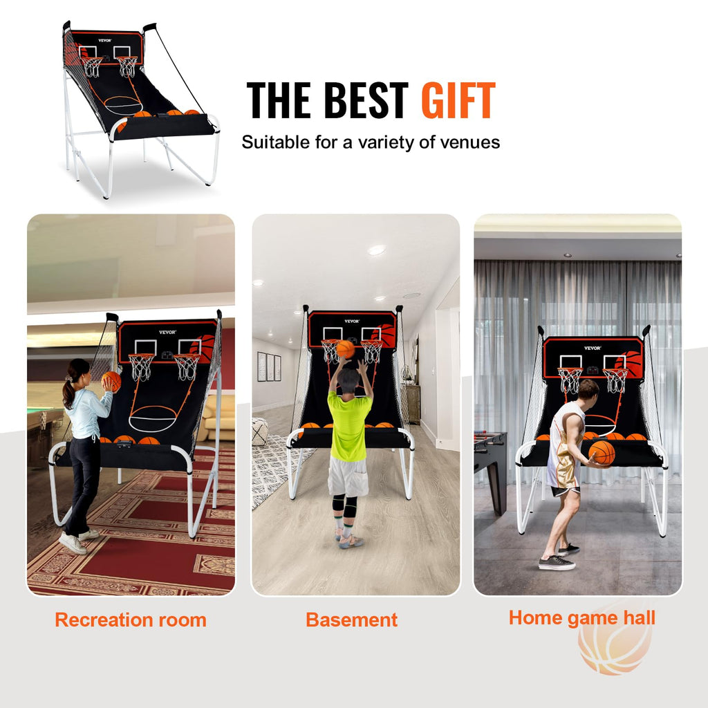 VEVOR Basketball Arcade Game Indoor, 2 Player Indoor Basketball Game, Home Dual Sport with 8 Game Modes, Electronic Scoreboard, and Inflation Pump,Adults